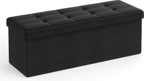 Taburetka s úložným priestorom, skladacia, 38 x 110 x 38 cm, čierna