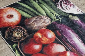 Koberec/ behúň protišmykový ANDRE 1711 Ovocie a zelenina, do kuchyne - zelený