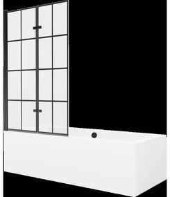 `Mexen Cube obdĺžniková vaňa 180 x 80 cm s obkladom a 2-krídlovou zástenou 100 cm, Čierny vzor - 550518080X92100027077