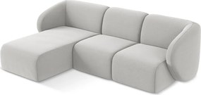 Svetlosivá zamatová rohová pohovka (ľavý roh/s leňoškou) Lani – Makamii