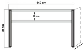 Konzolový stolík Dresua 140 cm hnedý/antracitový