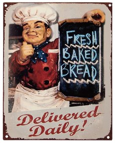 Nástenná kovová ceduľa Fresh Baked Bread - 20*1*25 cm
