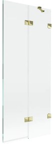 Mexen Lunar, 2-krídlová vaňová zástena pravá 80 x 150 cm, číre sklo, zlatá lesklá, 897-080-100-50-00-P