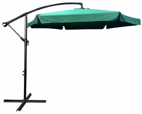 Záhradný slnečník CYNIA s bočnou nohou 300 cm tmavozelený