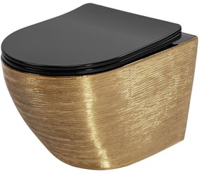 Rea Carlo Mini, závesná WC misa Tornado 490x360x370 mm, čierna-zlatá štruktúrovaná, REA-C4330
