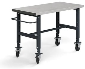 Mobilný dielenský stôl TRUST, 1500x760 mm, 200 kg, oceľový povrch