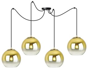 Závesné svietidlo Bergen Gold Spider, 4x zlaté/transparentné sklenené tienidlo (fi 15cm)