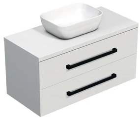 Kúpeľňová skrinka s čiernou úchytkou a krycí doskou SAT Cube Way 100x53x46 cm biely lesk CUBE46C1003BISAT45, 1 ks