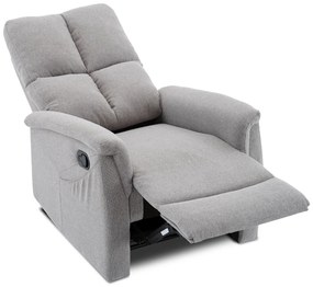 Autronic - Relaxační křeslo, manuální ovládání, světle šedá látka - TV-916 SIL2