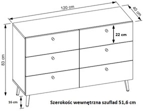 Komoda FÉLIX Dub / čierna - čierne nožičky