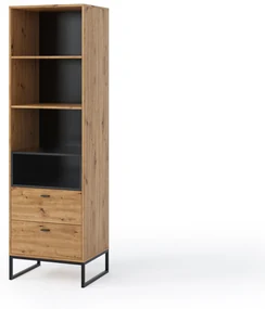 Regál Oliver R60 (dub artisan + čierna matná). Akcia -19%. Vlastná spoľahlivá doprava až k Vám domov. 1051798