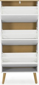 Biela skrinka na topánky s detailmi v dekore dubového dreva s 3 výkopy Tenzo Dot