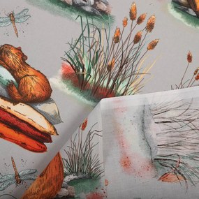 Biante Detský bavlnený záves Sandra SA-711 Kapybary na sivom 150x210 cm