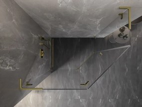 Mexen Lunar, L päťuholníkový sprchový kút naklápací doľava 100 x 80 cm, 8mm číre sklo, zlatý matný profil, 831L-100L-080P-55-00-L