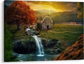 Obraz Chalupku v rozprávkovej krajine (70x50 cm)