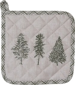 Béžová bavlnená chňapka - podložka so stromčekmi Natural Pine Trees - 20*20 cm