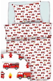 Obliečky bavlnené Hasiči TiaHome - 1x Vankúš 90x70cm, 1x Paplón 140x200cm