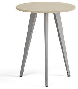 Konferenčný stôl PRIMO VIBE, priemer 60 cm, sivostrieborná podnož, breza