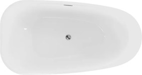 Mexen Giada, voľne stojaca vaňa 170 x 90 cm, biela lesklá, chrómový prepad, 52741709000-01