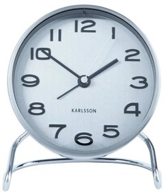 KARLSSON Budík Clock Classical strieborná ∅ 9,5 × 11 cm
