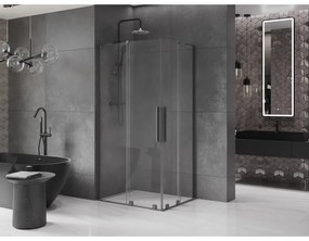Mexen Velar L Duo, sprchový kút s posuvnými dverami 90 x 80 cm, 8mm číre sklo, brúsený grafit, 871-090-080-02-03-95