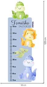 PIPPER. Textilná nálepka na stenu "Detský meter s menom - Dinosaury 2"