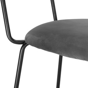 Jedálenská stolička LOUIS zamatová, čierna / grafitová