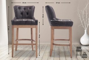 Barová stolička Buckingham - koža, drevené nohy svetlá antik - Hnedá