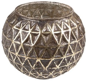 Strieborný antik sklenený svietnik na čajovú sviečku - Ø13*10 cm