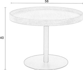 Čierny okrúhly konferenčný stolík s doskou v dubovom dekore ø 56 cm Yuri M – White Label