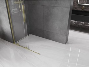 Mexen Velar L, posuvná sprchová zástena Walk-in 100 x 200 cm, 8mm číre sklo, zlatá matná, 871-100-003-03-55