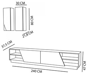 Obývacia stena Zebra biela/teak