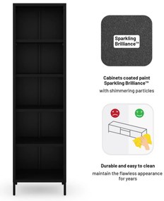 Čierny kovový regál na knihy MARIO Modern 500 x 1800 x 350 mm