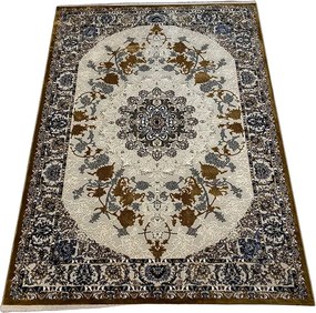 Moderný koberec King 29026 hnedo-modrý so strapcom | akryl+juta Rozmer: 80x150 cm
