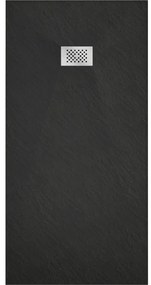Mexen Hugo, obdĺžniková sprchová vanička SMC 180 x 90 cm, čierna, oceľová krytka, 42709018-X