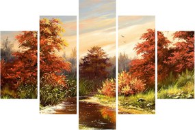 Obraz rieky v jesennej krajine, olejomaľba (150x105 cm)