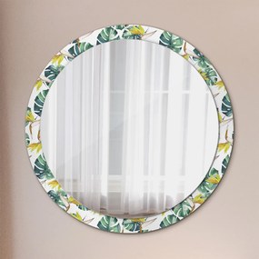 Okrúhle ozdobné zrkadlo Tropické listy fi 100 cm