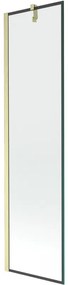 Mexen Next, 1-krídlová vaňová zástena 50 x 150 cm, 6mm číre sklo - čierny vzor, zlatá matná, 895-050-000-00-70-55