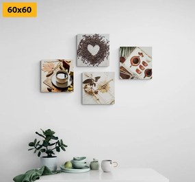 Set obrazov zátišie kávy Varianta: 4x 40x40