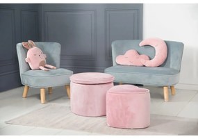 Svetloružový zamatový detský puf Lil Sofa – Roba