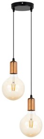 Luster na lanku MIROS 2xE27/60W/230V guľatý čierna/medená