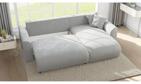 Svetlosivá zamatová rohová pohovka (variabilná) Lorine – Ropez