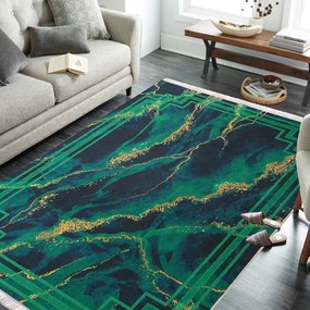 Protišmykový koberec zelenej farby so vzorom Šírka: 120 cm | Dĺžka: 180 cm