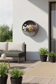 Kvetináč na stenu MURA, sklolaminát, Ø 50 cm, sivá