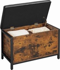 Lavica s úložným priestorom, truhlica, rustikálna hnedá, čierna