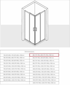 Erga Tucson, sprchový kút s posuvnými dverami 80(dvere) x 80(stena) x 190 cm, 6mm číre sklo, chrómový profil, ERG-S02-TUCSON-D080D080-CL-CR
