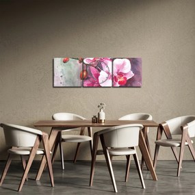 Obraz - Orchidey, aquarel (s hodinami) (90x30 cm)