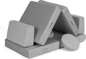 DIY veľká skladacia modulárna pohovka pre deti 8 mäkkých vankúšov - sivá ECOTOYS