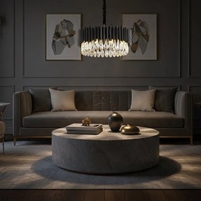 Toolight Toolight, krištáľové stropné svietidlo 8xE14, APP1657-8CP, čierna, OSW-04062