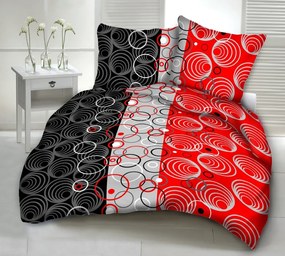 MODERN BLACK-RED CIRCLES krepové obliečky DeLuxe Rozmer obliečok: 140x200 cm, Obsah balenia: Set Balenie